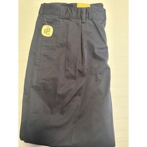 Bugle Boy Original Navy Blue No Wrinkle Khakis Double Pleat Cuffed 42x30 NWT
